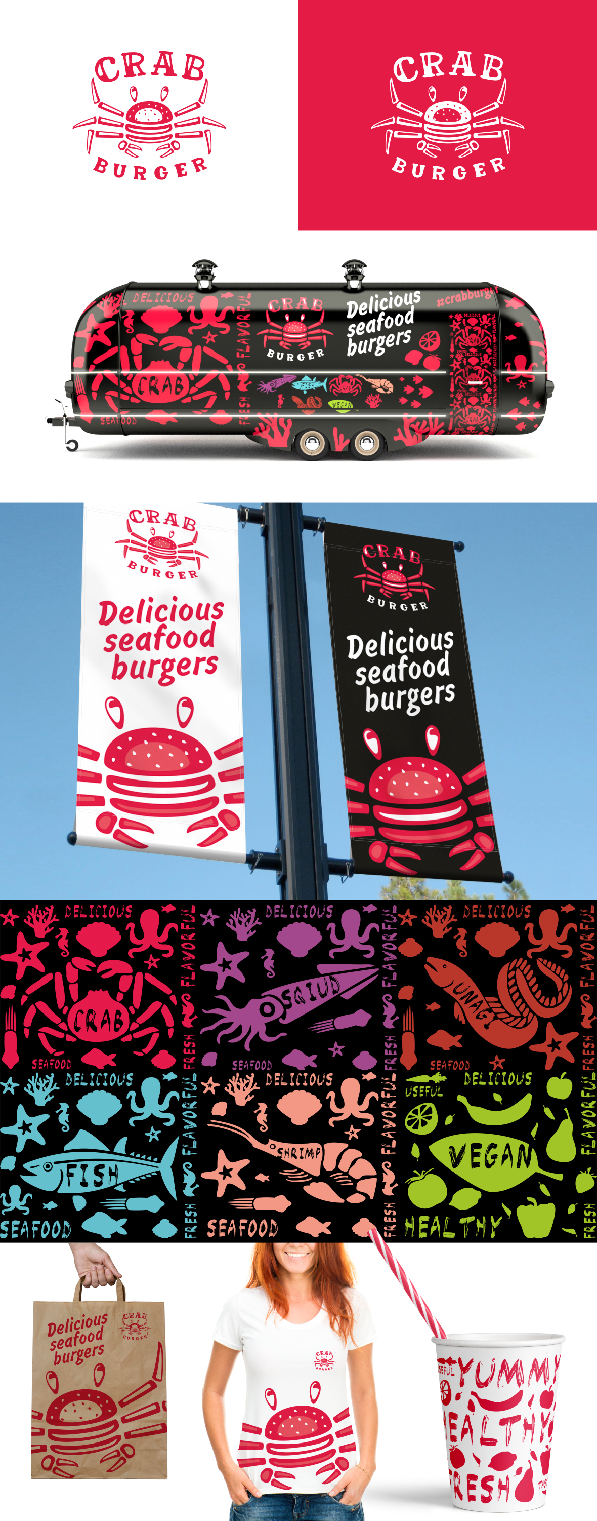 Crab burger presentation