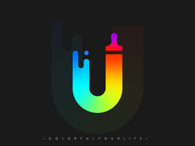 Paint Brush Colorful U Lettermark Gradie