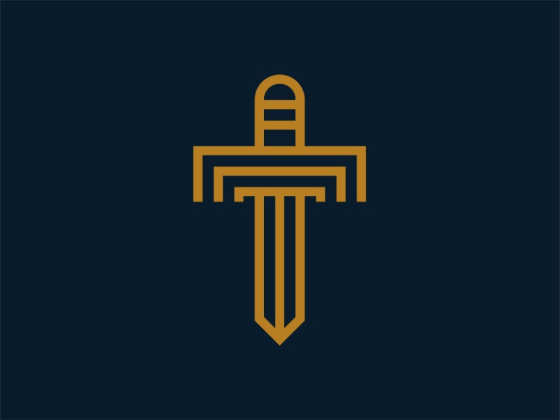 letter T and Sword logomark