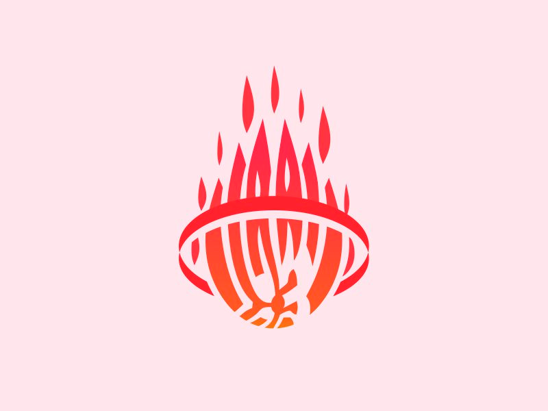 Slam Dunk Lion Fire Ball Logo