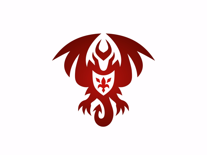 Modern Red Dragon With Shield On The Chest Logo