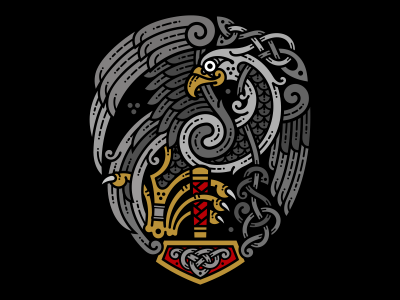 Celtic falcon and hammer