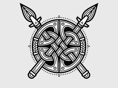 Spear brush and shield knotwork