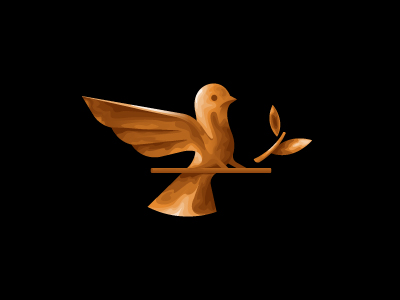 Bird Logo Design Mixed wood and gold