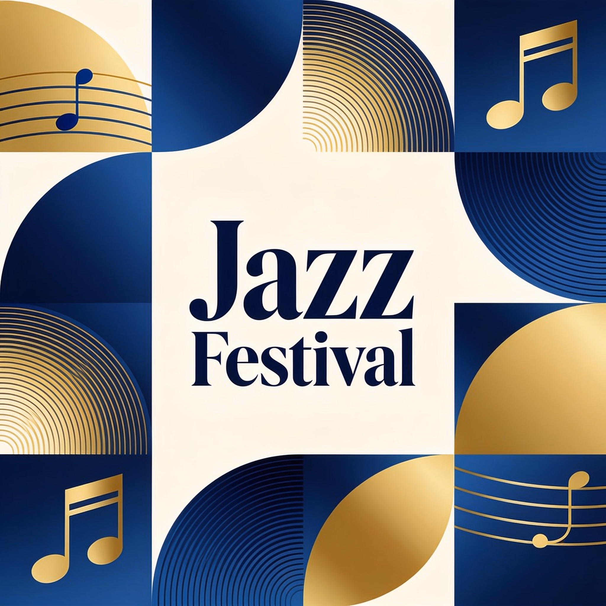 Design a logo for a contemporary jazz festival using bold, abstract patterns inspired by musical notes.