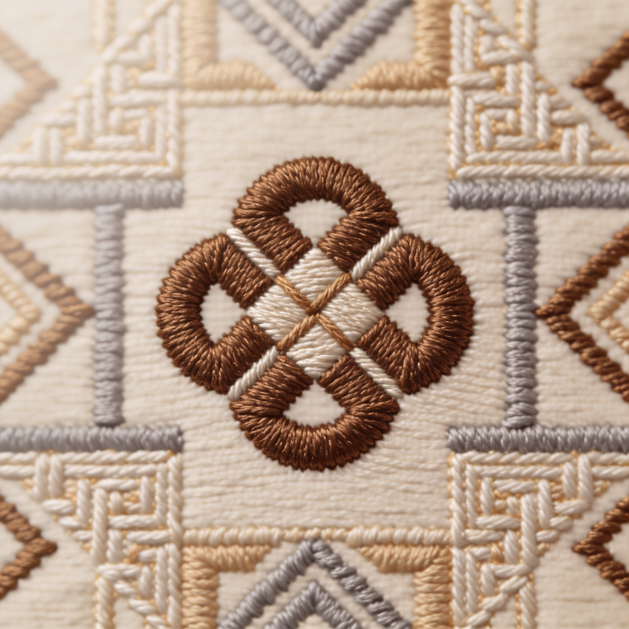 Design a logo using textured embroidery effects for a fictional textile museum called Threads of Time. Incorporate elements that reflect historical weaving patterns to convey a sense of cultural heritage and craftsmanship.