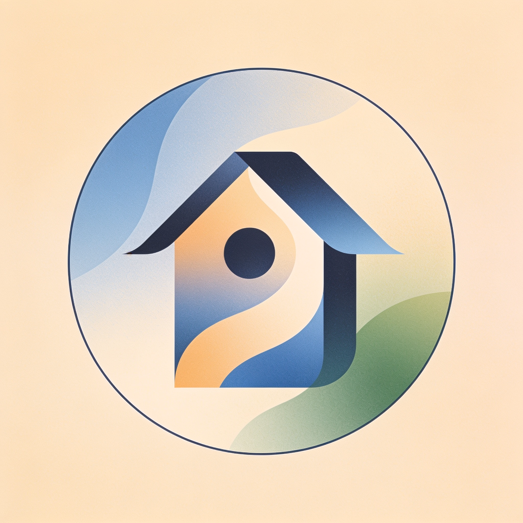 Design a logo for "Nimbus Nest," an online store specializing in bespoke birdhouses, with the entire design fitting perfectly within a circular frame.
